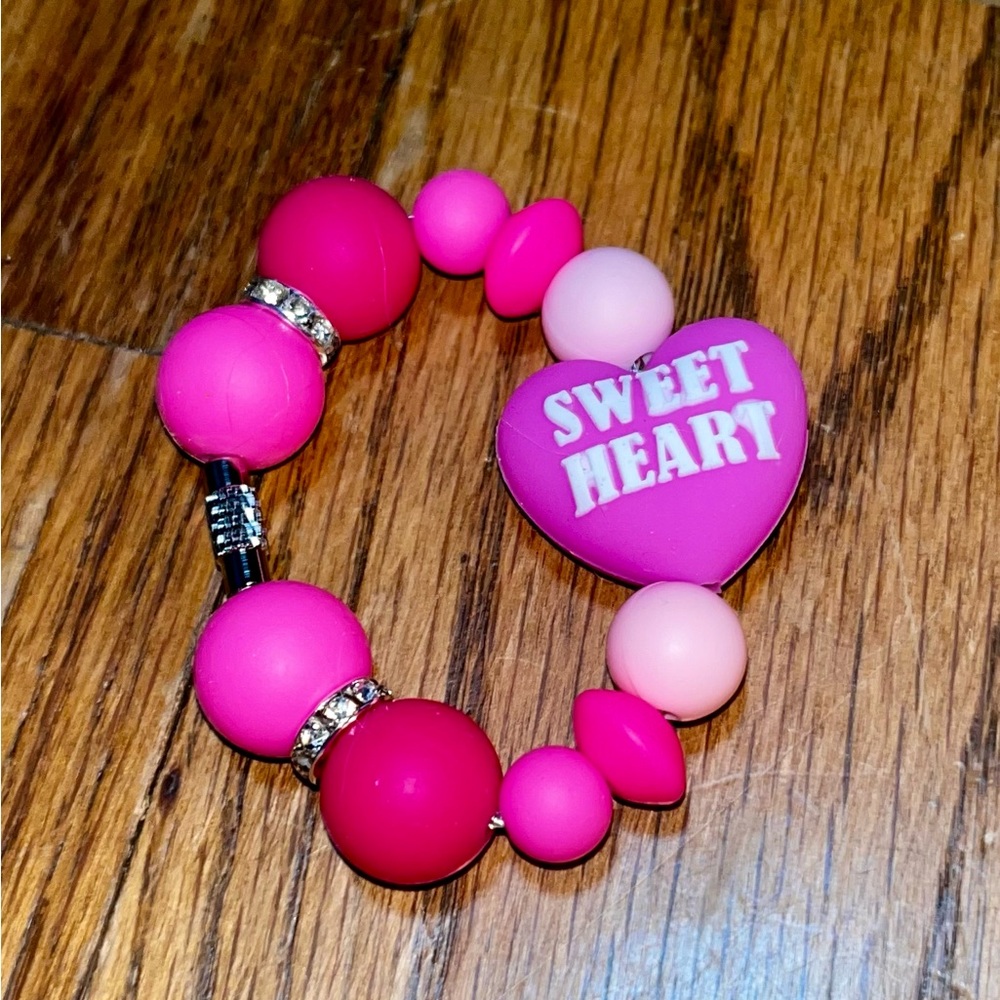 Handmade New Love heart Valentines Day Beaded Tumbler Stanley cup charm Bracelet